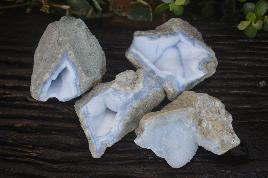 Natural Blue Lace Agate Geode Specimens  x 4 From Nsanje, Malawi - Toprock Gemstones and Minerals 