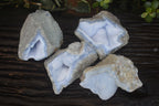 Natural Blue Lace Agate Geode Specimens  x 4 From Nsanje, Malawi - Toprock Gemstones and Minerals 