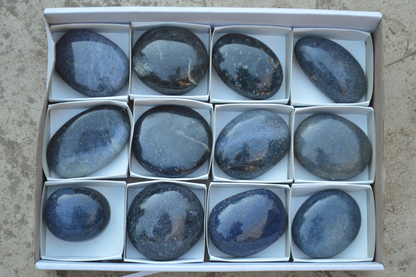Polished Blue Lazulite Palm Stones x 12 From Madagascar - TopRock