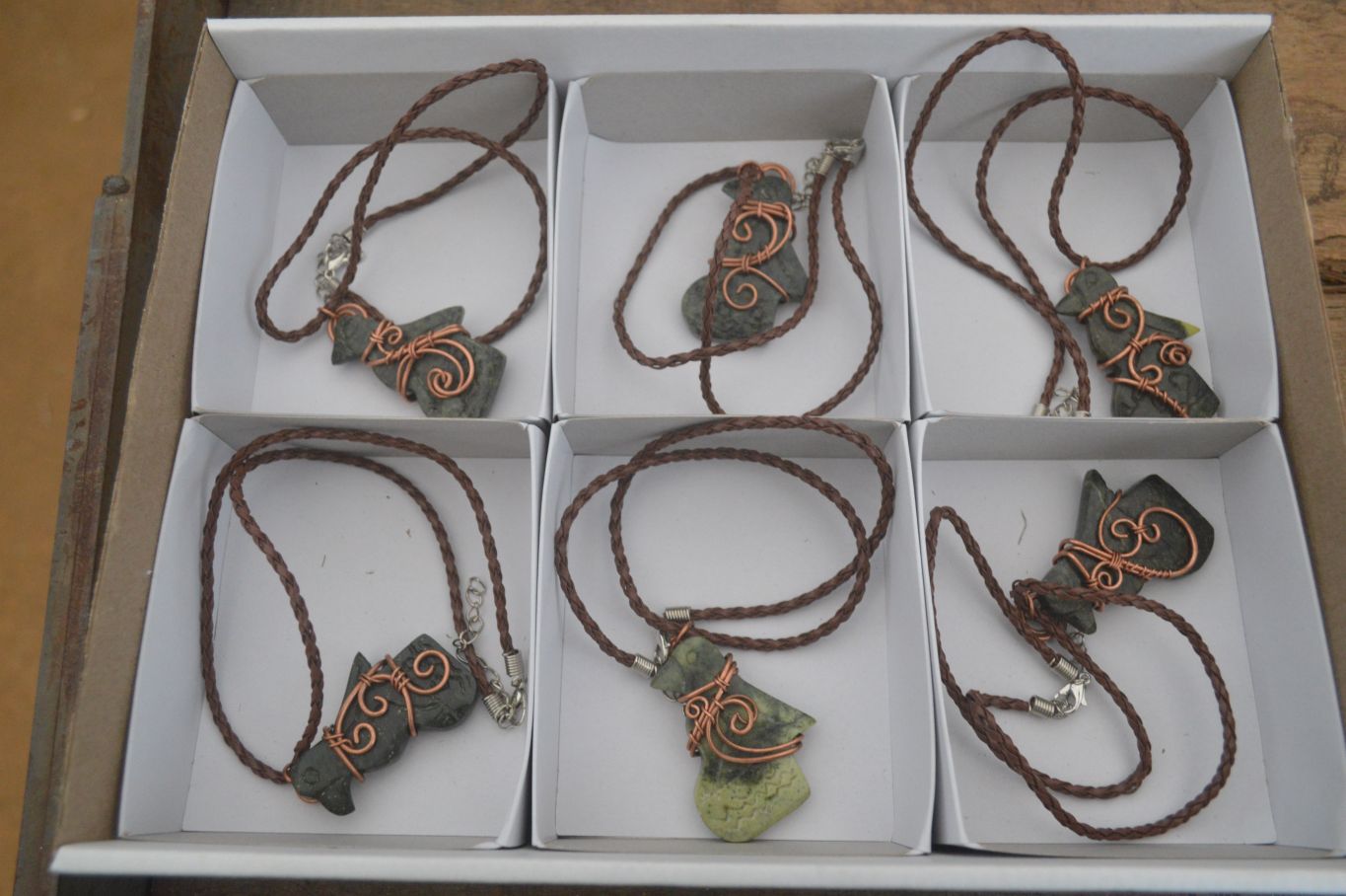Polished Copper Wire Wrapped Leopard Stone Eagle Pendants  x 6 From Zimbabwe - Toprock Gemstones and Minerals 