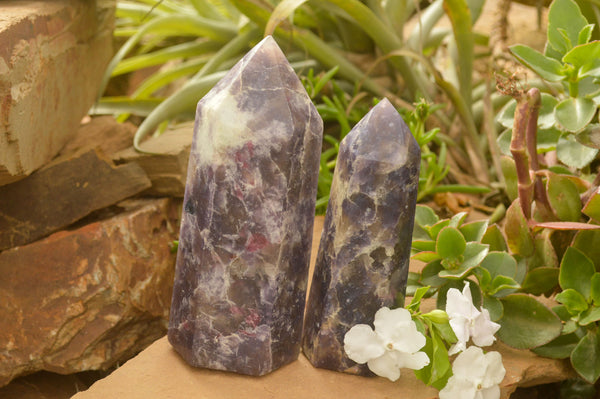 Polished Purple Lepidolite With Rubellite Points x 2 From Madagascar - TopRock