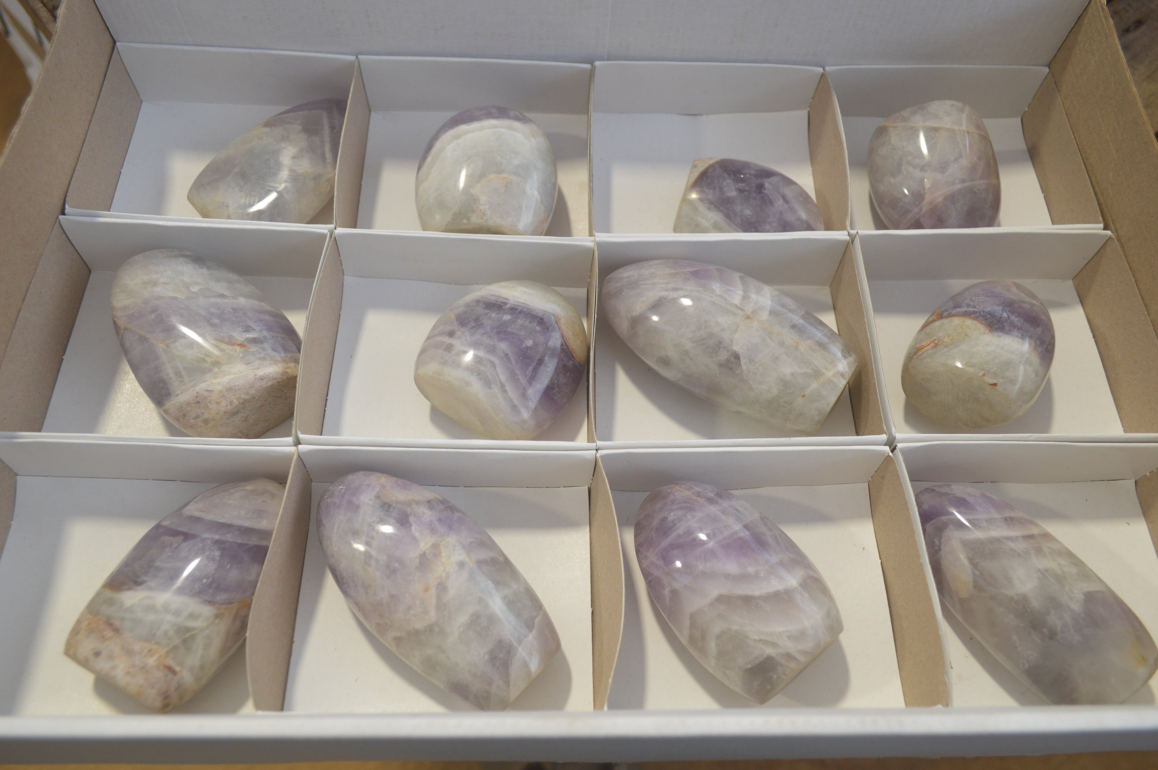 Polished Dream Amethyst Standing Free Forms x 12 From Ambatondrazaka, Madagascar - Toprock Gemstones and Minerals 