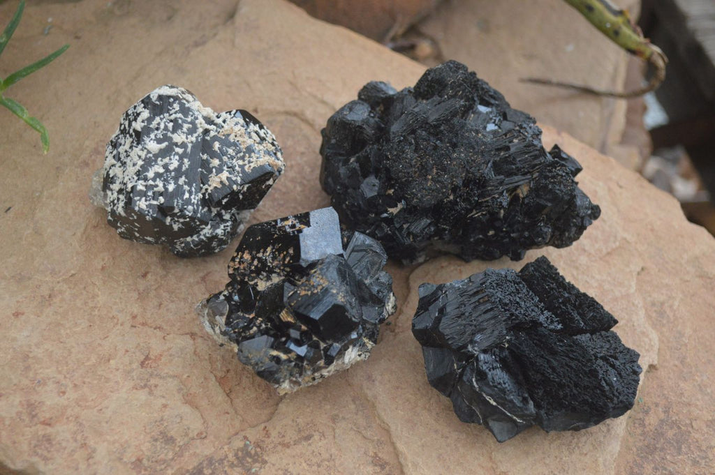 Natural Schorl Black Tourmaline Specimens  x 4 From Erongo, Namibia - Toprock Gemstones and Minerals 