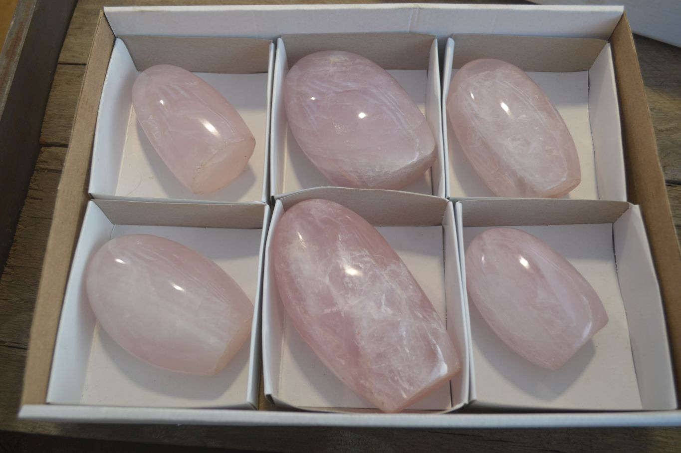 Polished Pink Rose Quartz Standing Free Forms x 6 From Antsirabe, Madagascar - Toprock Gemstones and Minerals 