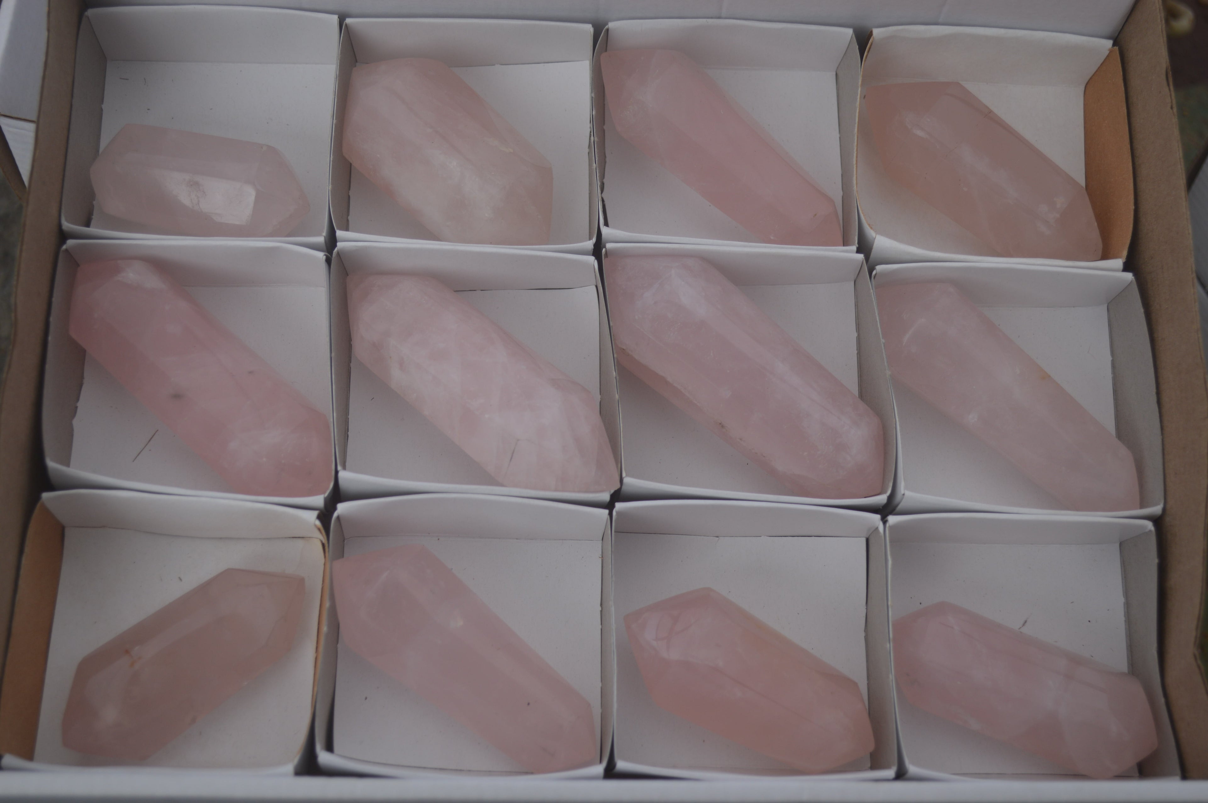 Polished Gemmy Double Terminated Rose Quartz Points x 12 From Ambatondrazaka, Madagascar - TopRock