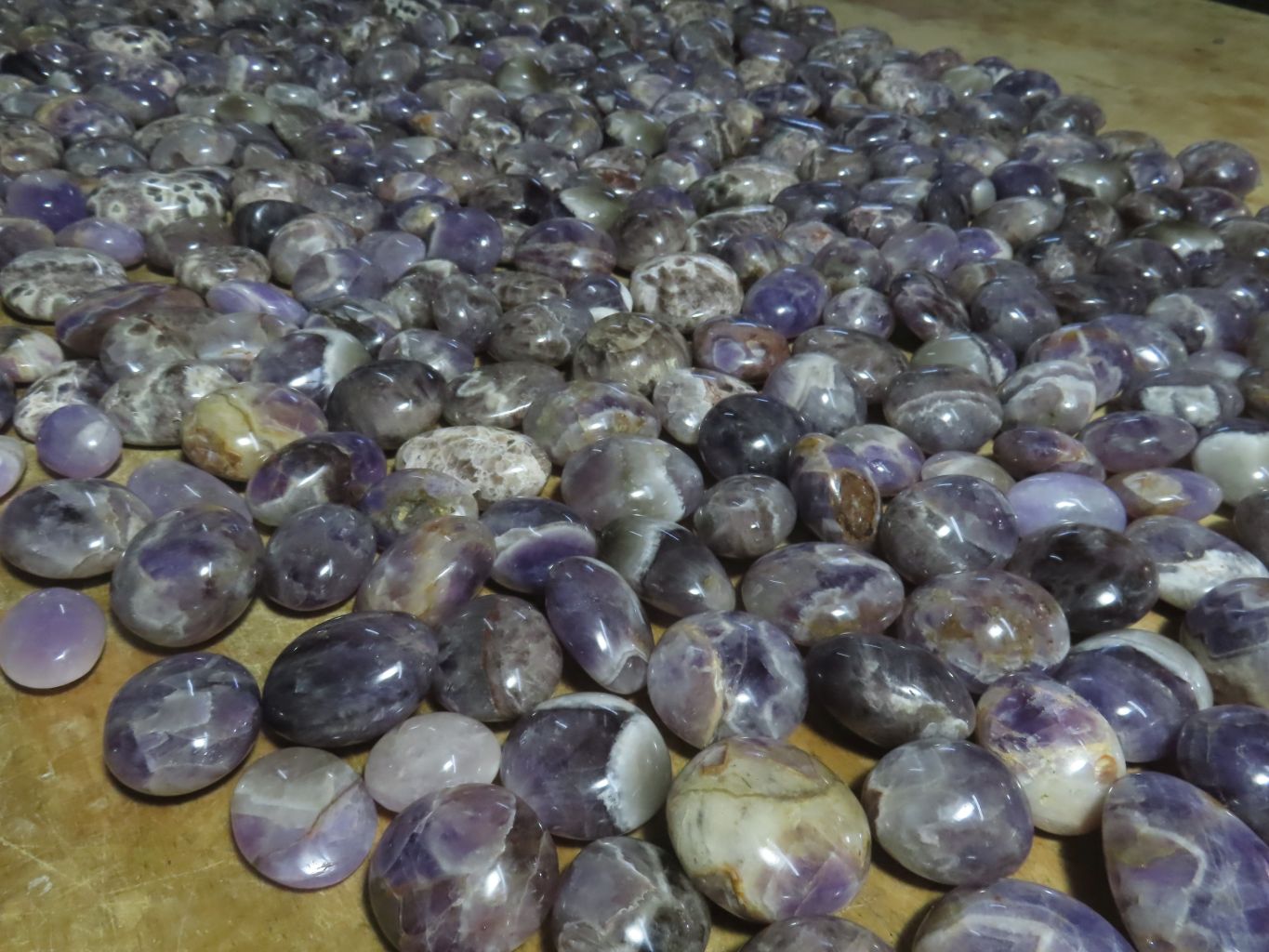 Polished Chevron Amethyst - Medium/Large sized Gallet/Palm Stones sold per kg - From Madagascar - TopRock