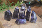 Polished Deep Purple Chevron Amethyst Points  x 6 From Zambia - Toprock Gemstones and Minerals 