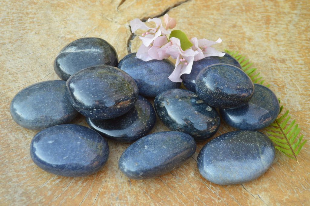 Polished Blue Lazulite Palm Stones x 12 From Madagascar - TopRock
