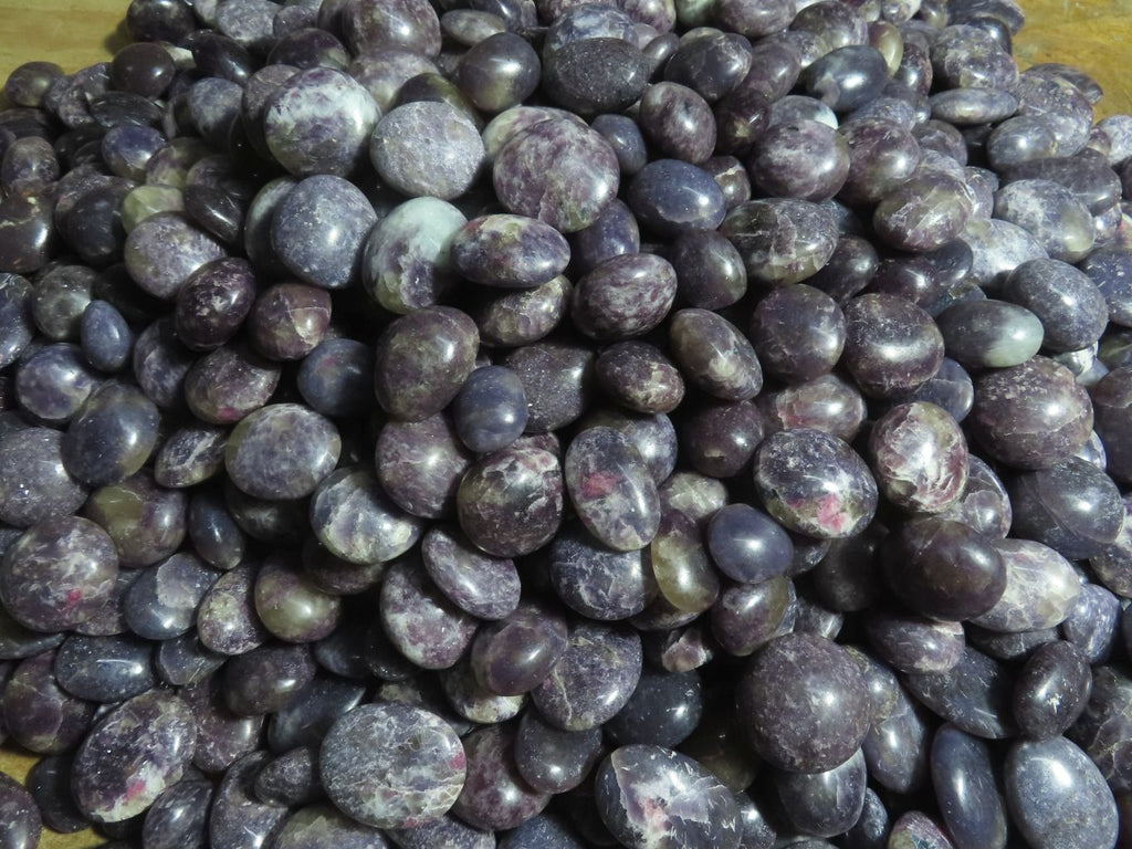 Polished Lithium Mica, Purple Lepidolite (some with Rubellite inclusions) Gallets / Palm Stones - sold per kg - From Madagascar - TopRock