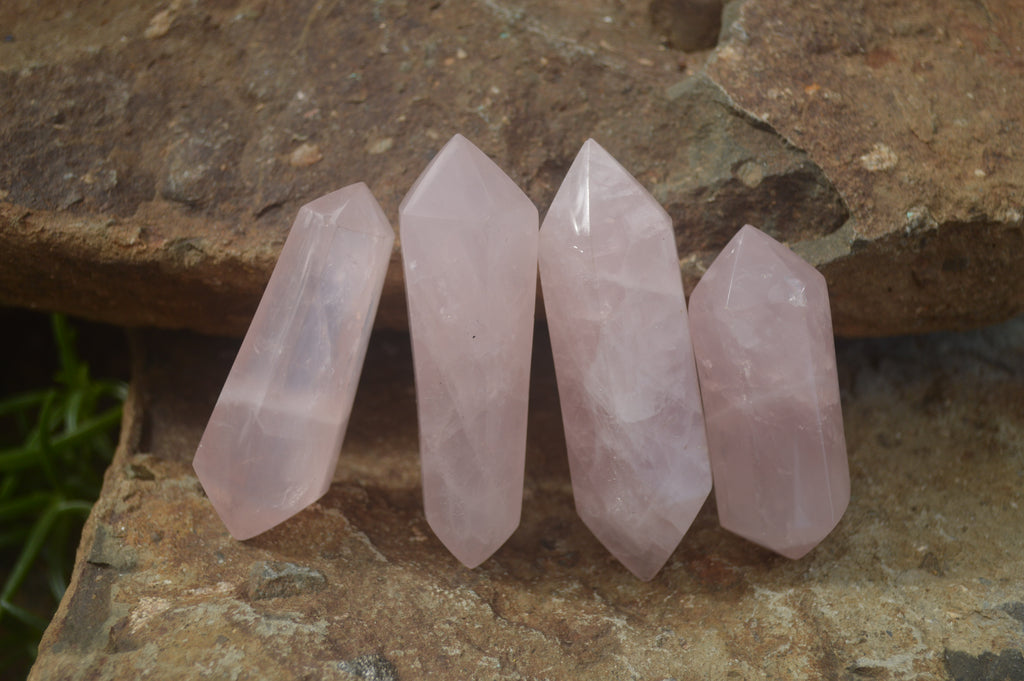 Polished Gemmy Double Terminated Rose Quartz Points x 12 From Ambatondrazaka, Madagascar - TopRock
