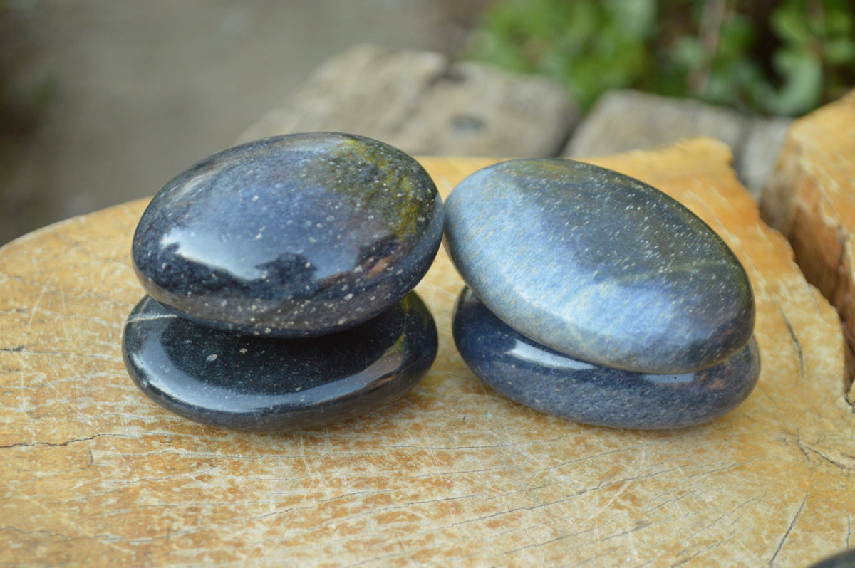 Polished Blue Lazulite Palm Stones x 12 From Madagascar - TopRock