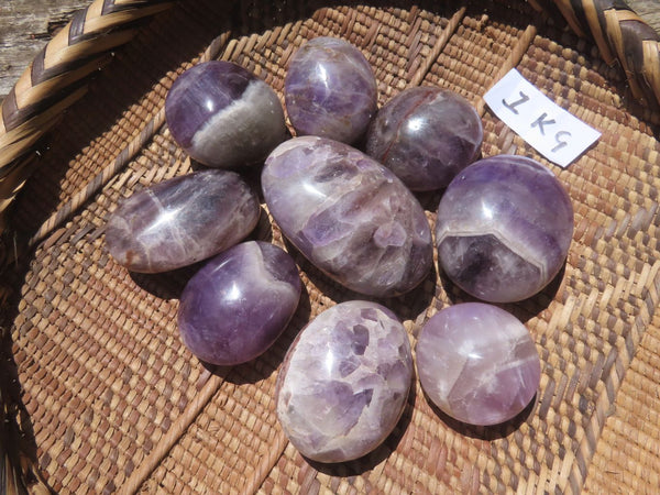 Polished Chevron Amethyst - Medium/Large sized Gallet/Palm Stones sold per kg - From Madagascar - TopRock