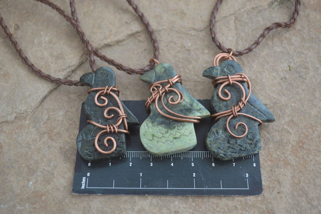 Polished Copper Wire Wrapped Leopard Stone Eagle Pendants  x 6 From Zimbabwe - Toprock Gemstones and Minerals 