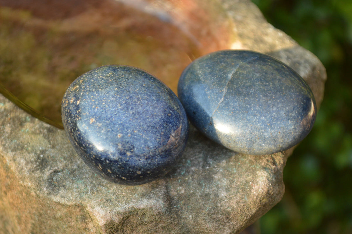 Polished Blue Lazulite Palm Stones x 12 From Madagascar - TopRock