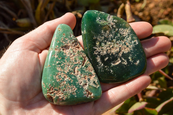 Polished Green Mtorolite / Emerald Chrysoprase Palm Stones  x 12 From Southern Africa - TopRock