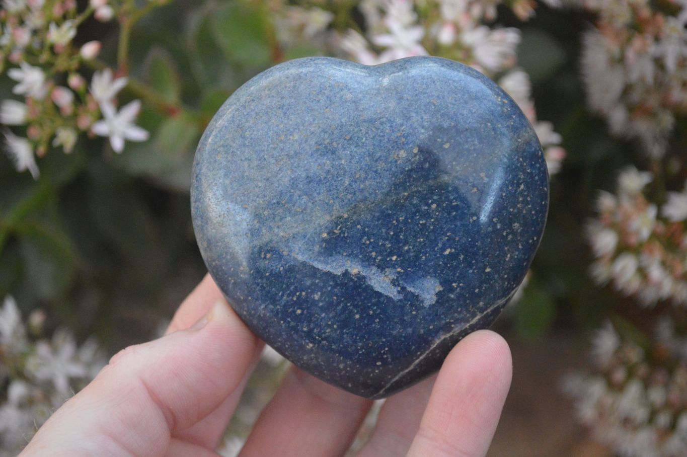 Polished  Blue Lazulite Hearts  x 6 From Madagascar - Toprock Gemstones and Minerals 