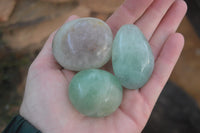 Polished Emerald Fluorite Palm Stones  x 12 From Mandrosonoro, Madagascar