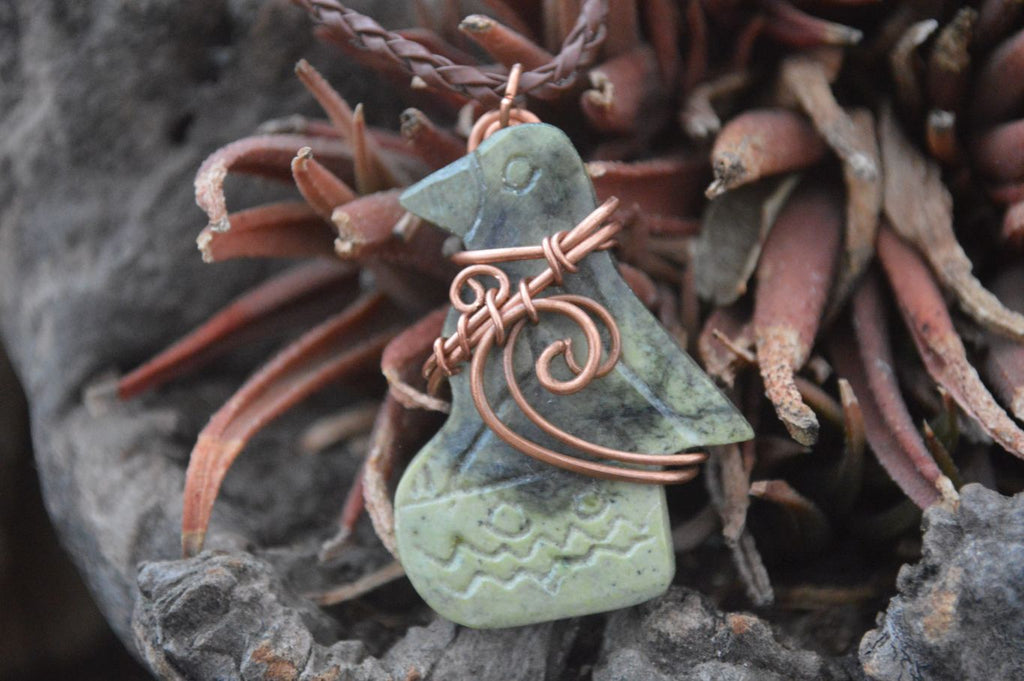 Polished Copper Wire Wrapped Leopard Stone Eagle Pendants  x 6 From Zimbabwe - Toprock Gemstones and Minerals 