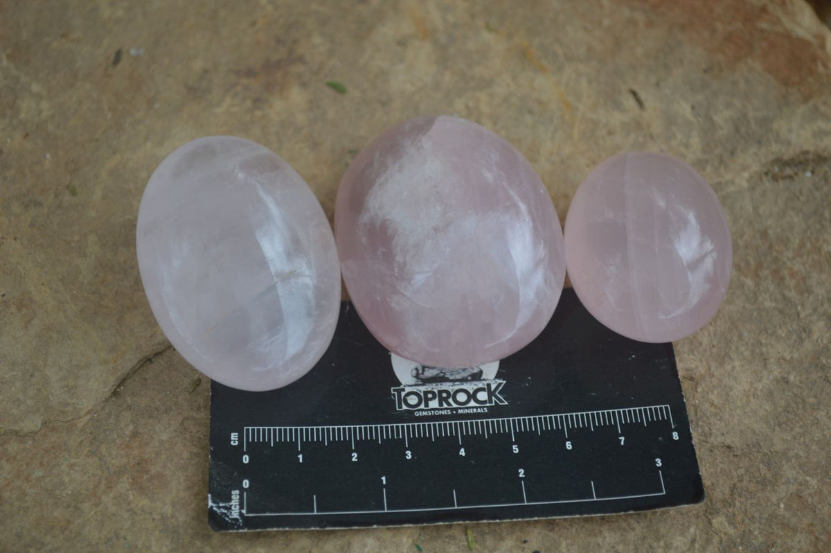 Polished Gemmy Pink Rose Quartz Palm Stones  x 20 From Madagascar - Toprock Gemstones and Minerals 