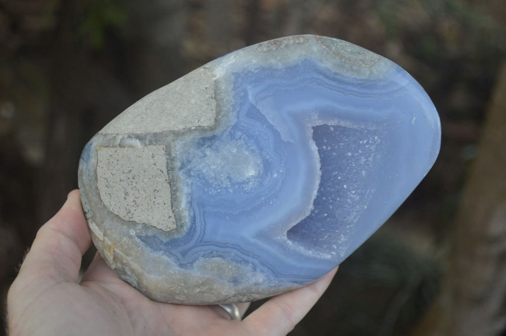 Polished Blue Lace Agate Standing Free Form  x 1 From Nsanje, Malawi - Toprock Gemstones and Minerals 