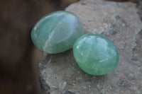Polished Emerald Fluorite Palm Stones  x 12 From Mandrosonoro, Madagascar