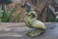 Polished Verdite Owl & Leopard Stone Mermaid Carvings  x 2 From Zimbabwe - TopRock