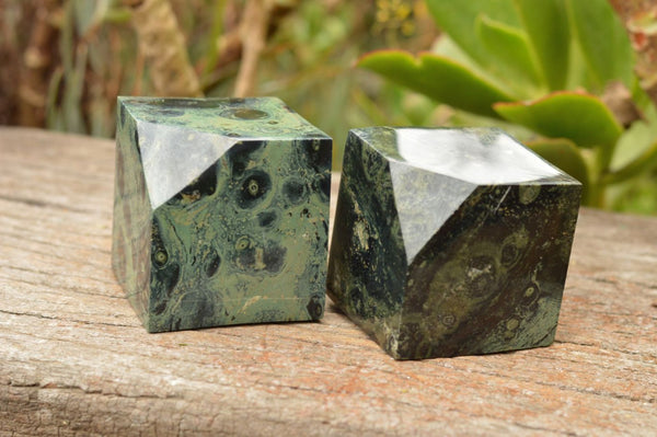 Polished Stromatolite / Kambamba Jasper Cubes (Corners Cut To Stand) x 3 From Katsepy, Madagascar - TopRock