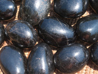 Polished Pitch Black Schorl Tourmaline Palm Stones / Gallets - sold per kg - From Madagascar - TopRock