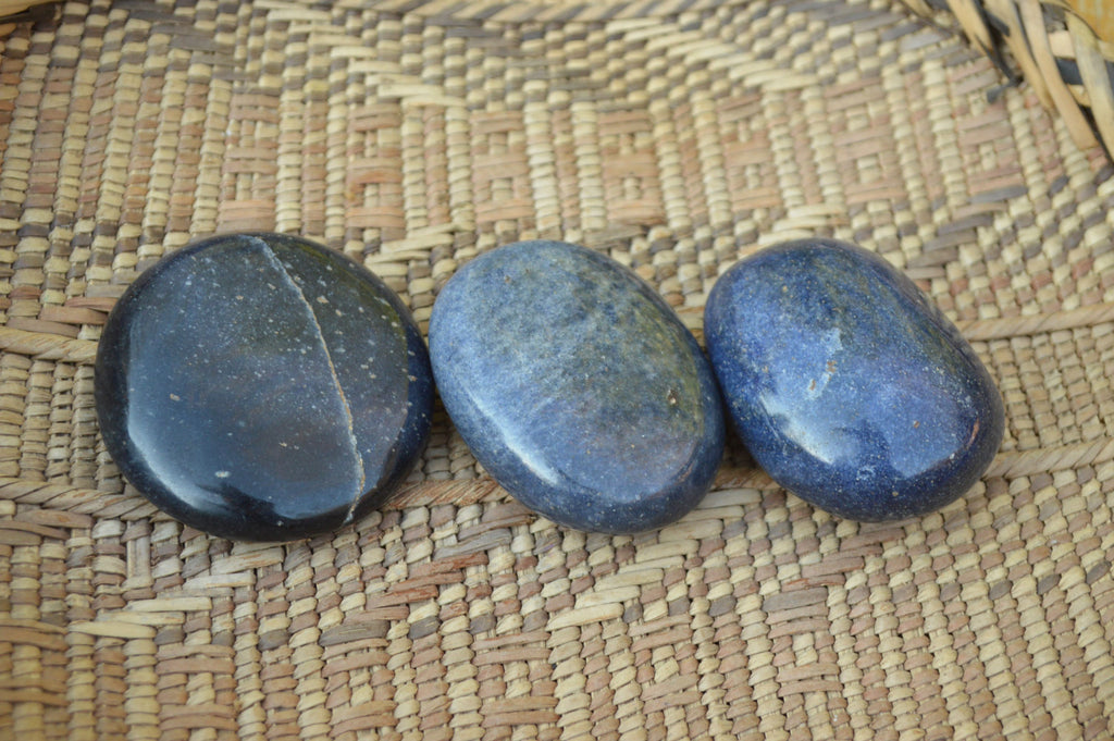 Polished Blue Lazulite Palm Stones x 12 From Madagascar - TopRock