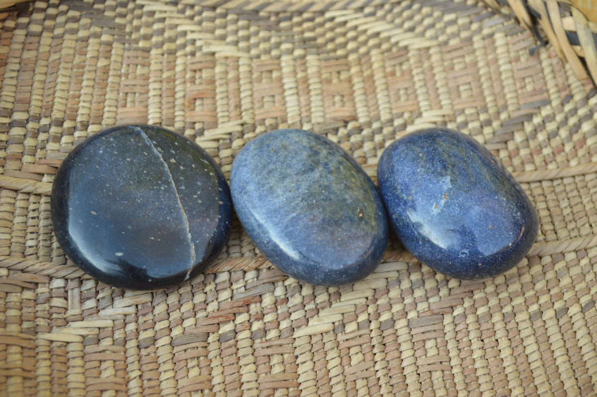 Polished Blue Lazulite Palm Stones x 12 From Madagascar - TopRock