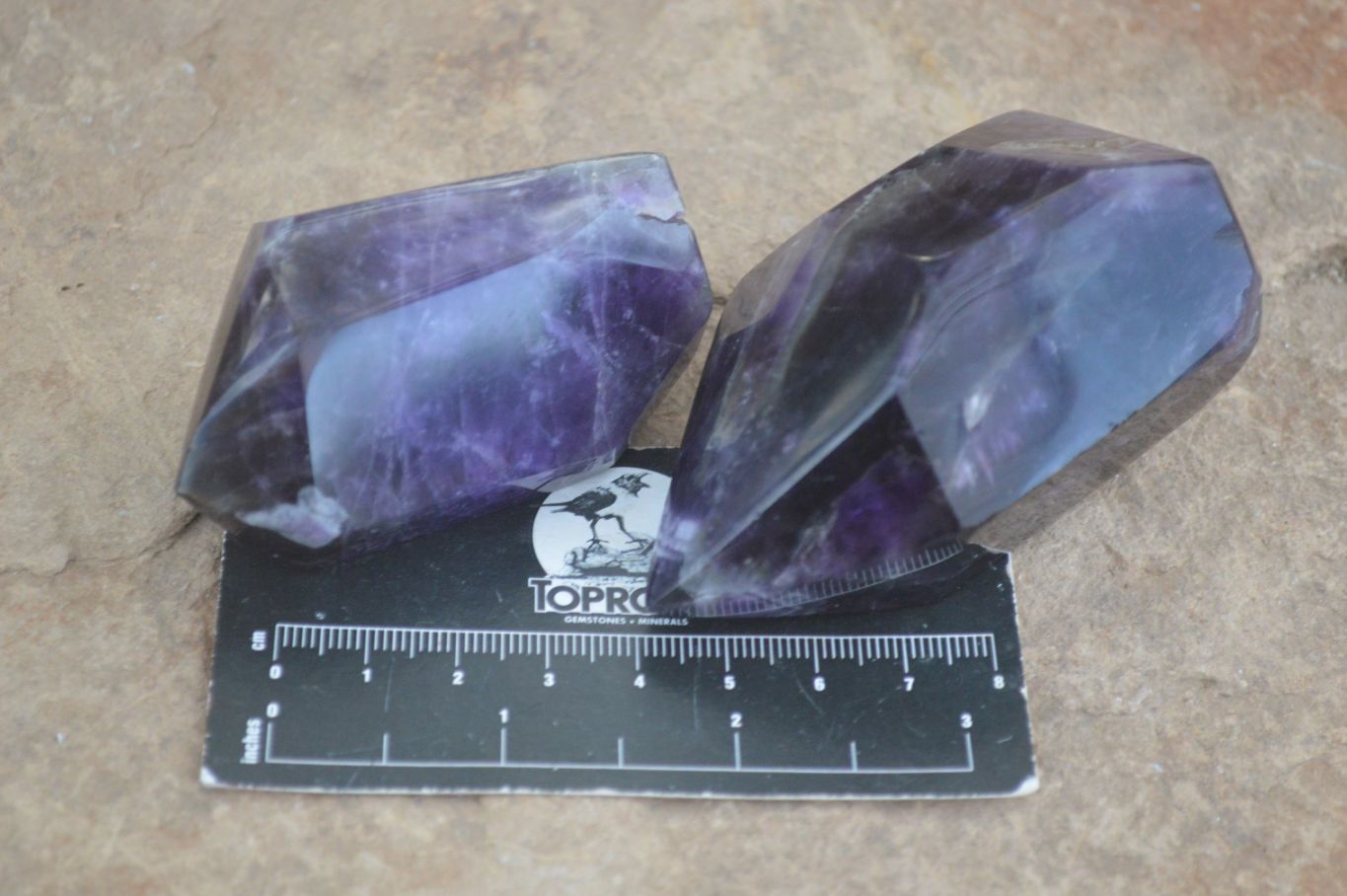 Polished Deep Purple Chevron Amethyst Points  x 6 From Zambia - Toprock Gemstones and Minerals 