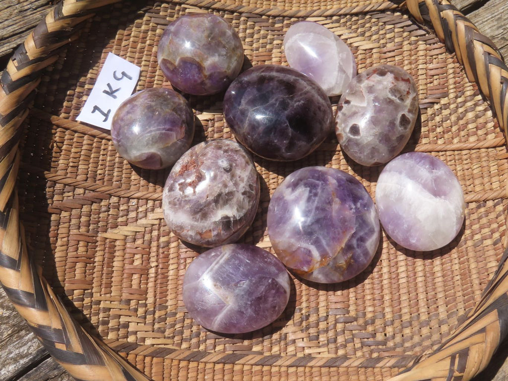 Polished Chevron Amethyst - Medium/Large sized Gallet/Palm Stones sold per kg - From Madagascar - TopRock