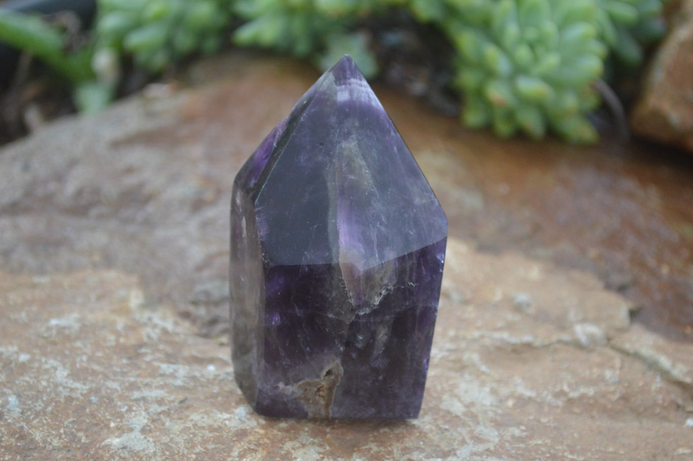 Polished Deep Purple Chevron Amethyst Points  x 6 From Zambia - Toprock Gemstones and Minerals 