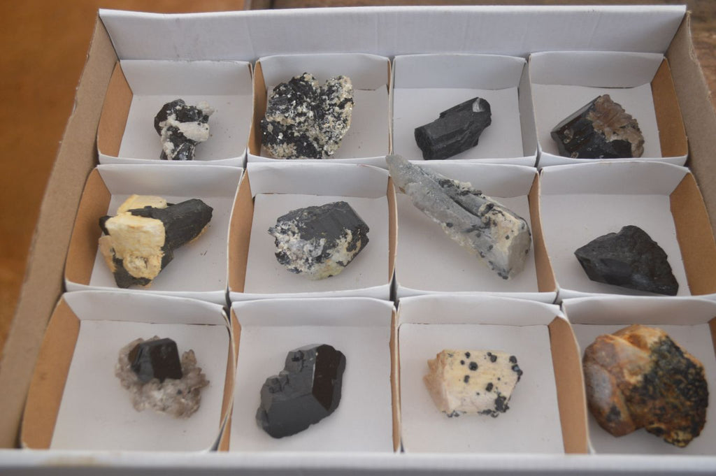 Natural Schorl Black Tourmaline Specimens x 12 From Erongo, Namibia - Toprock Gemstones and Minerals 