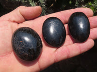 Polished Pitch Black Schorl Tourmaline Palm Stones / Gallets - sold per kg - From Madagascar - TopRock