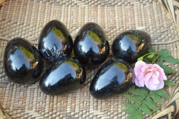 Polished Black Schorl Tourmaline Eggs  x 6 From Madagascar - TopRock