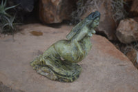 Polished Verdite Owl & Leopard Stone Mermaid Carvings  x 2 From Zimbabwe - TopRock