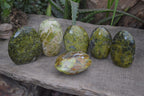 Polished Green Opal Standing Free Forms  x 6 From Madagascar - Toprock Gemstones and Minerals 