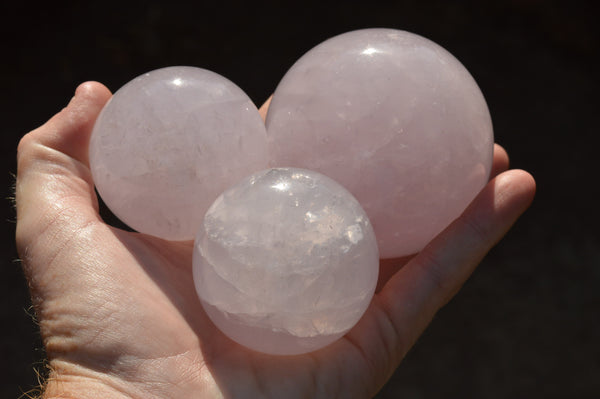 Polished Rare Blue Rose Quartz Spheres With Asterisms  x 4 From Madagascar - TopRock