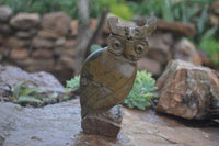 Polished Verdite Owl & Leopard Stone Mermaid Carvings  x 2 From Zimbabwe - TopRock