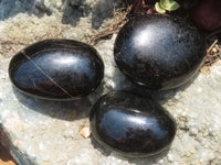 Polished Pitch Black Schorl Tourmaline Palm Stones / Gallets - sold per kg - From Madagascar - TopRock