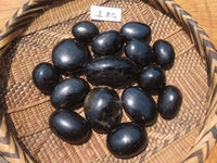 Polished Pitch Black Schorl Tourmaline Palm Stones / Gallets - sold per kg - From Madagascar - TopRock