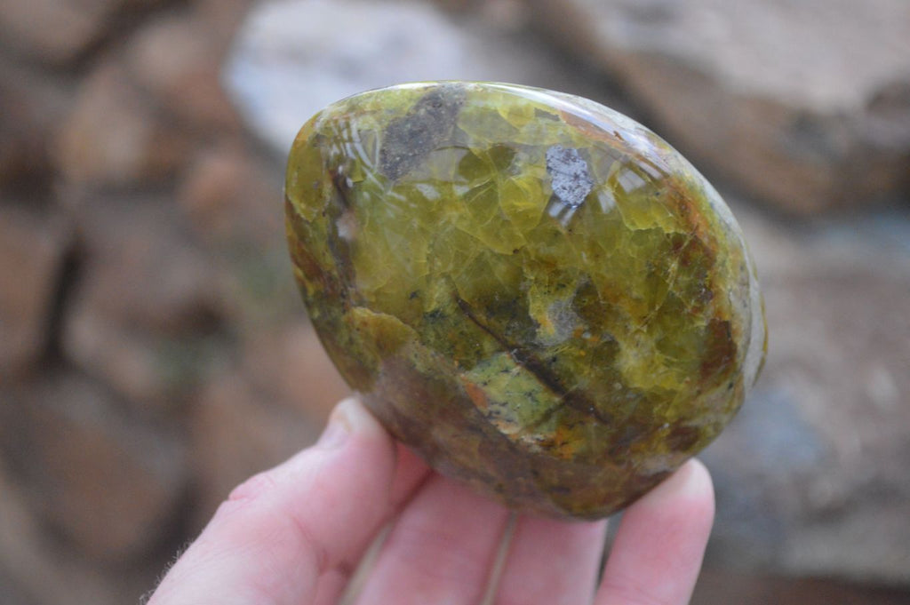 Polished Green Opal Standing Free Forms  x 6 From Madagascar - Toprock Gemstones and Minerals 