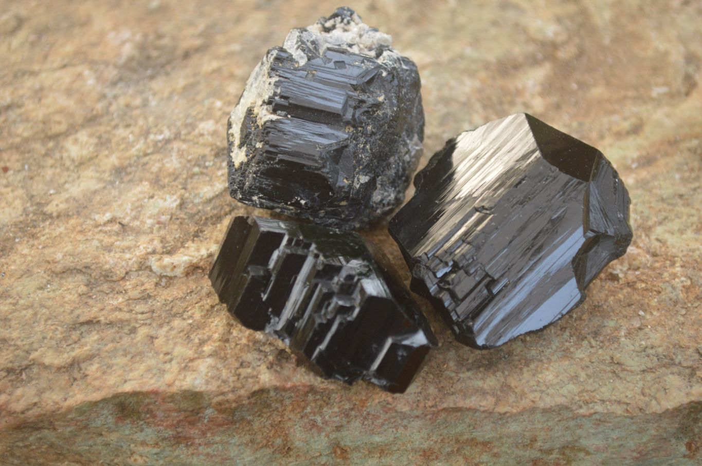 Natural Schorl Black Tourmaline Specimens x 12 From Erongo, Namibia - Toprock Gemstones and Minerals 