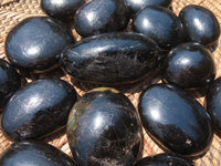 Polished Pitch Black Schorl Tourmaline Palm Stones / Gallets - sold per kg - From Madagascar - TopRock