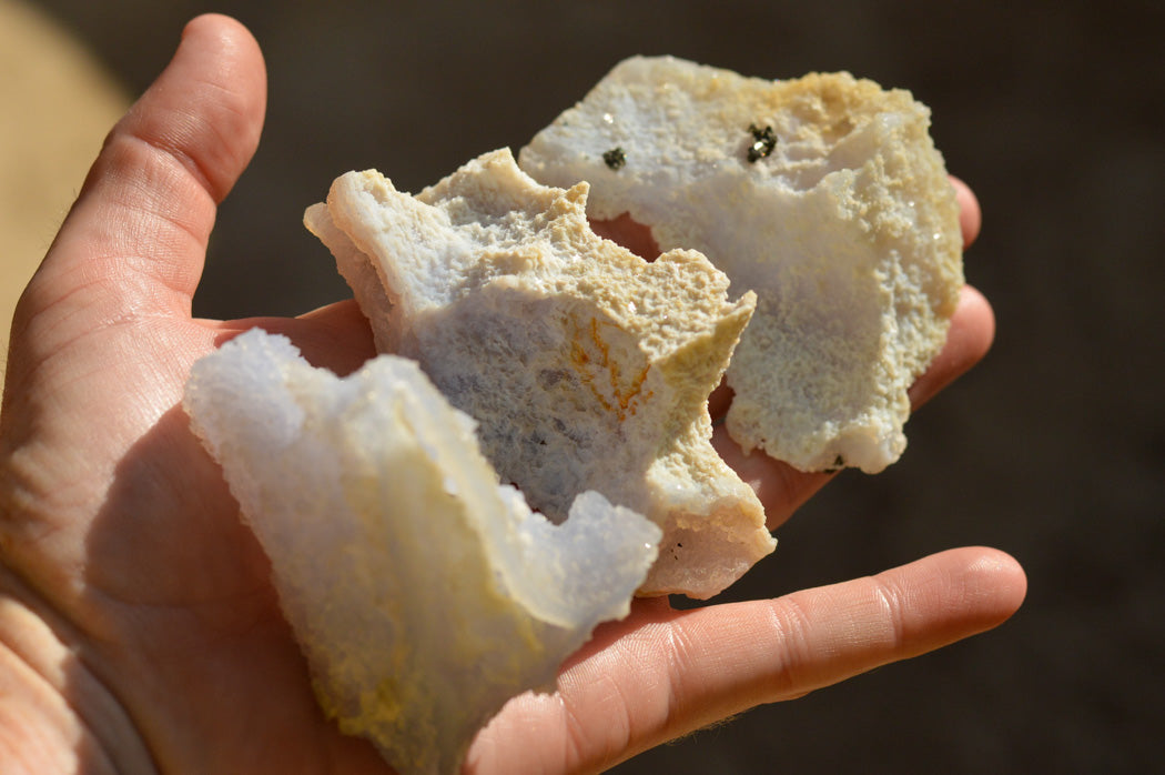 Natural Etched Blue Chalcedony Agate Specimens  x 12 From Nsanje, Malawi - TopRock