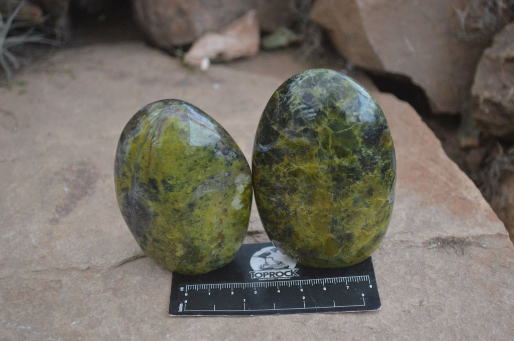 Polished Green Opal Standing Free Forms  x 6 From Madagascar - Toprock Gemstones and Minerals 