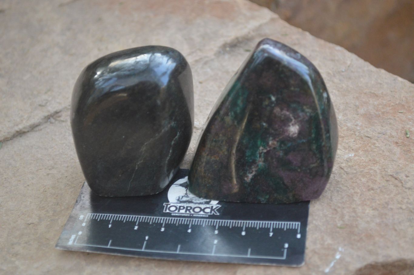 Polished Fluorescent Ruby Corundum In Chrome Verdite Free Forms x 4 From Zimbabwe - Toprock Gemstones and Minerals 