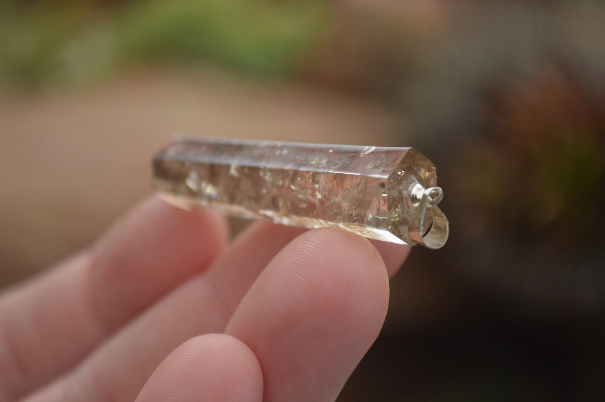 Polished Packaged Hand Crafted Resin Pendant with Smokey Quartz Chips - sold per piece - From Bulwer, South Africa - TopRock