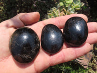 Polished Pitch Black Schorl Tourmaline Palm Stones / Gallets - sold per kg - From Madagascar - TopRock